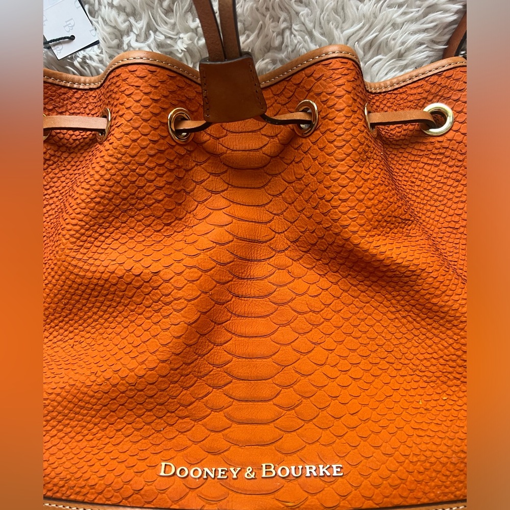 Dooney & Bourke Orange Drawstring Bucket Bag - Picture 4 of 9
